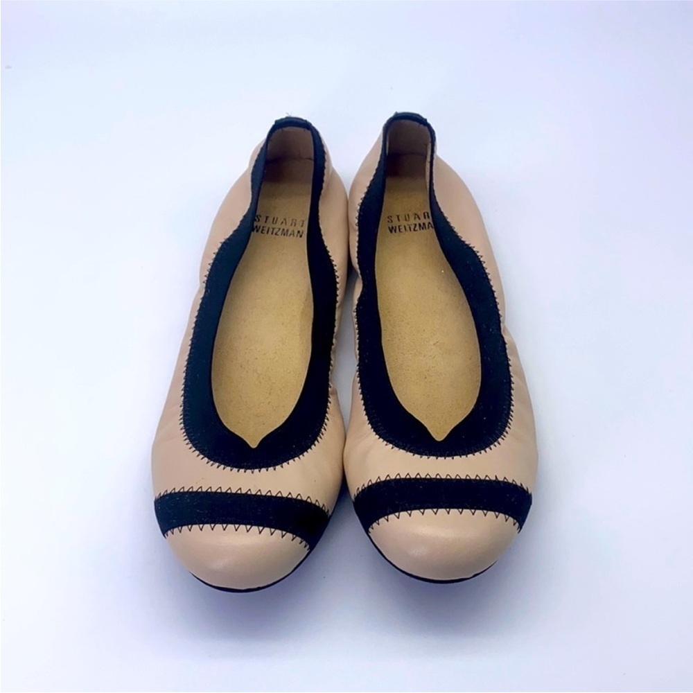 Stuart Weitzman - Creme and Black Nappa Flats Size 6
